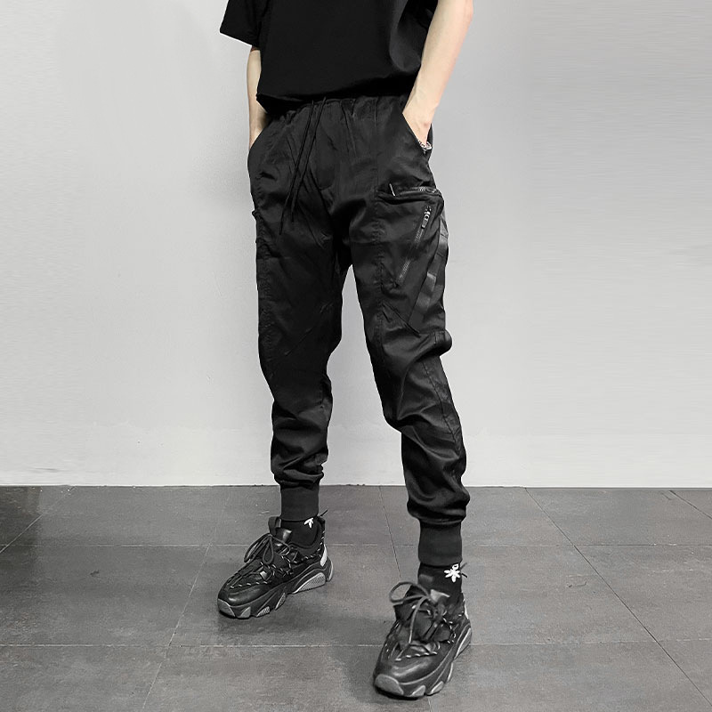 European and American High Street Slim-fit Small Foot Covers Pants Men's Personalized Fashionable Matching Boots Pants Functional Multi-pocket Paratrooper Pants