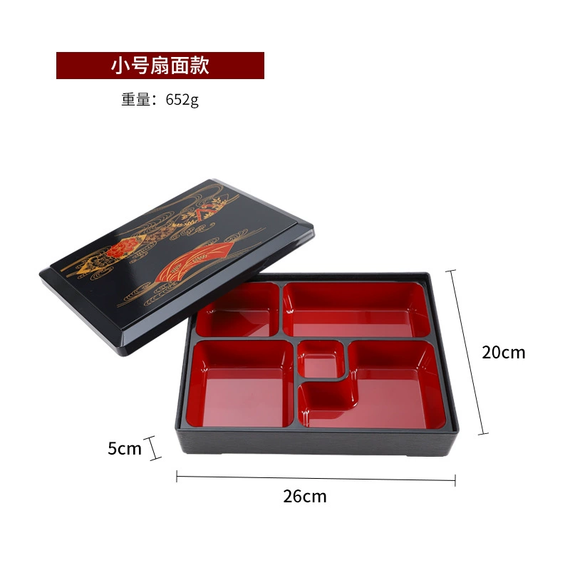 Японский стиль ланч-бокс Bento, finish ABS с имитацией дерева, много секций 27×20×5 см