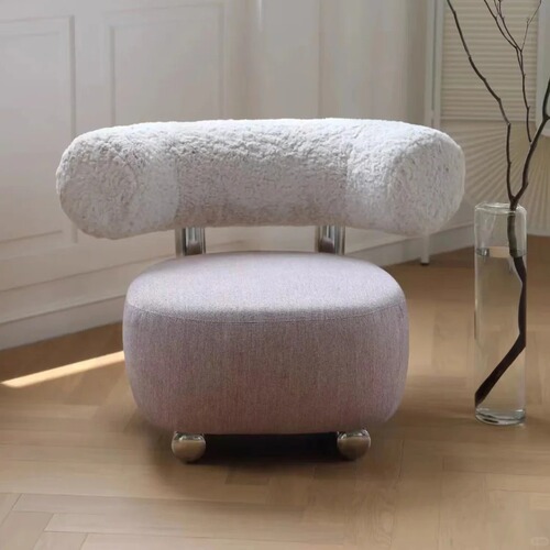 Nordic light luxury retro sofa chair with Wabi-sabi style, designer stainless steel single chair, Instagram popular sled back chair