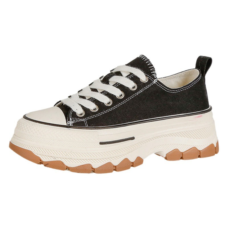 Primavera nuevos zapatos de lona estilo de hong kong de las mujeres zapatos blancos de moda estudiantes zapatillas de fondo grueso casual all-matching ins zapatos individuales image 1