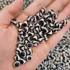 8mmラウンドビーズ【A級】虎歯三目水模様天珠風化ペースト手作りDIYブレスレットネックレス