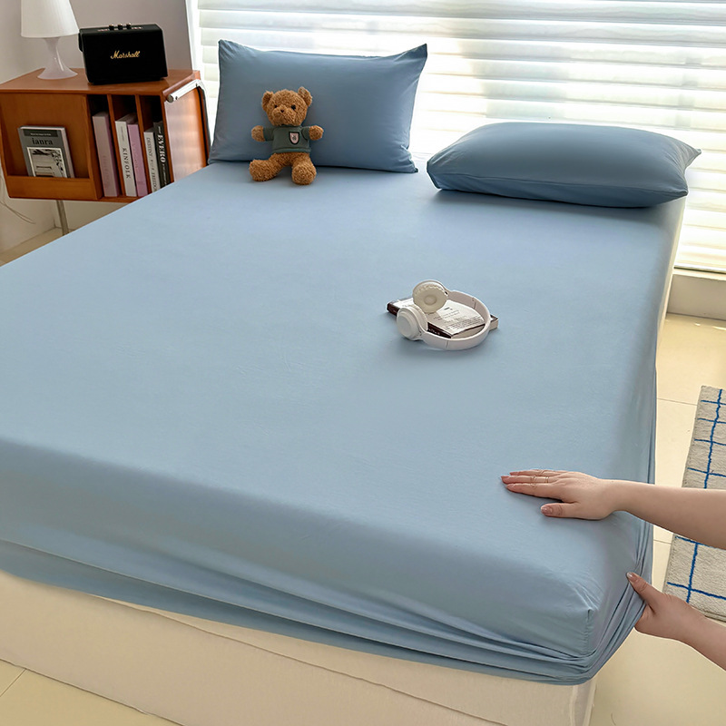 Cross-border solid color bed sheet single-piece three-piece set, Amazon foreign trade bed sheet dust cover, customizable size protective cover Cross-border solid color bed sheet single-piece three-piece set, Amazon foreign trade bed sheet dust cover, customizable size protective cover