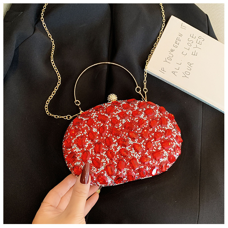 Nueva bolsa de cena de lujo ligera con diamantes, bolsa de moda para banquetes de bodas, bolsa de acrílico con diamantes completos