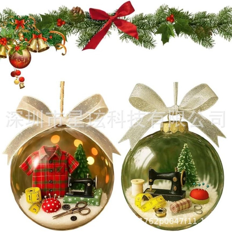 跨境Holiday Sewing Snow Globe Ornament节日缝纫雪花玻璃球装饰|undefined