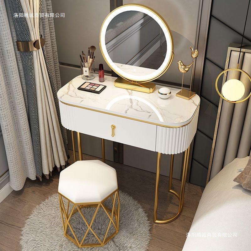 Modern Minimalist Light Luxury Nordic Dressing Table for Small Spaces, Trendy Ins-Style Mini New Bedroom