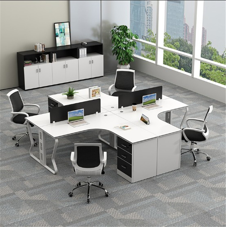 10자형 4인용 + 캐비닛 + 의자