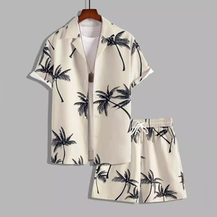 Men's summer shirt, beach trousers, set for leisure, 3D digital printing service