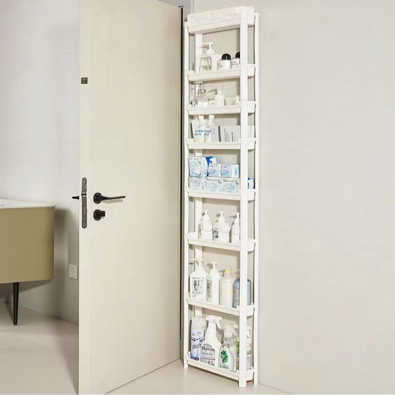 Bathroom Door Rear Ultra-thin Storage Cabinet Bathroom Door Rear Storage Rack Household Kitchen Gap Multi-layer Narrow Side Cabinet Increased Height