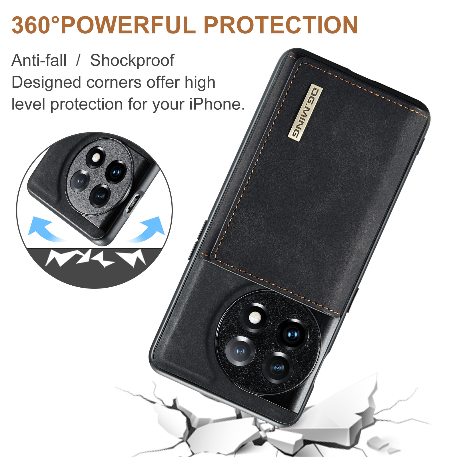 M1 per One Plus 1+11 Custodia protettiva magnetica con portafoglio One Plus 1+10 Pro Custodia in pelle 2 in 1 per telefono diviso_voghion.com