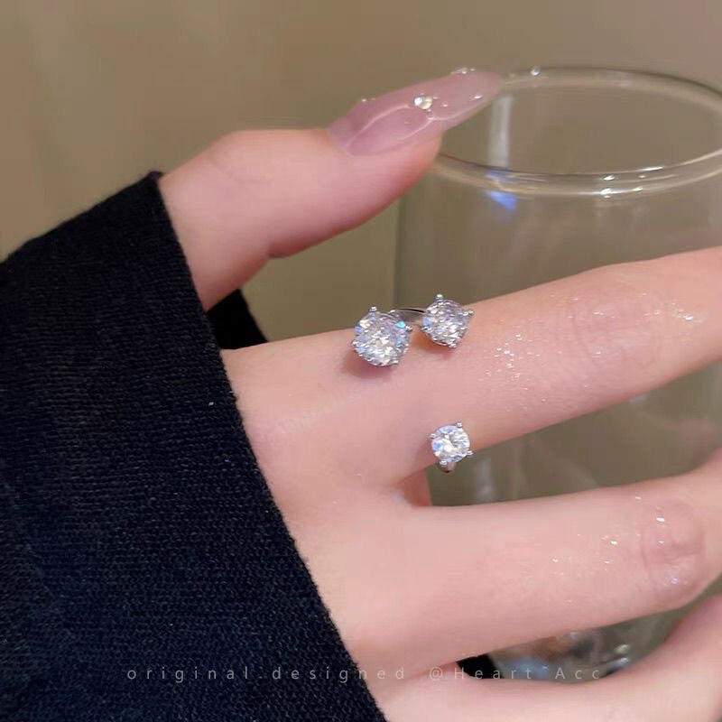 爆闪双头锆石开口戒指女轻奢高级感精致骨节戒小众百搭叠戴食指戒|undefined