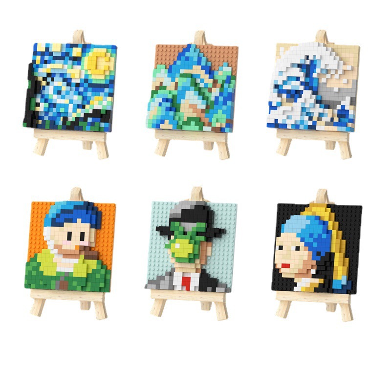 Chaolechuang juguetes de bloques de construcción de montaje de ocio de micropartículas 6736-6742 distribución al por mayor de la serie de tableros de dibujo de pintura al óleo