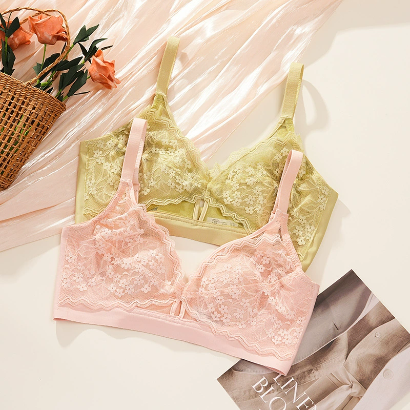 Большая грудь показывает маленькое нижнее белье Французский кружевной хрустальный кубок женский Ся тонкий без стального кольца