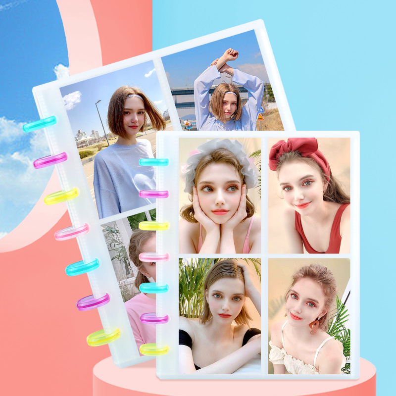 New Colorful Solid Transparent Loose-leaf Album Four-Palace Lattice Nine-Palace Lattice Love Bean Photo Storage Star Girl Necessary