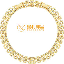 亚马逊简约14K金色编织粗脚链欧美时尚镀金细手链不褪色饰品经典