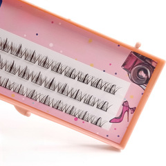 懶人三部曲自嫁接睫毛單簇自然硬梗分段麥穗漫畫小惡魔假睫毛批發