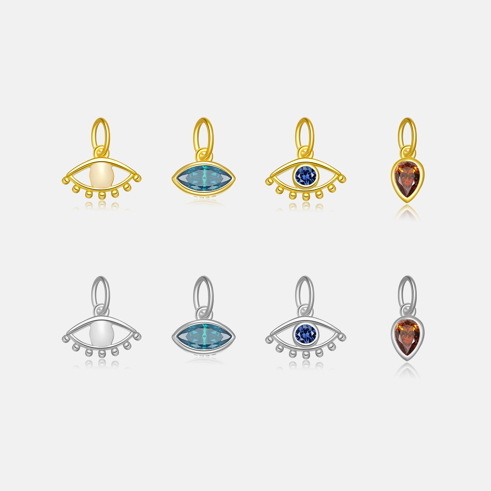 7g Weight 0.05µm-0.08µm Gold Plating Thickness 1 Piece 11.4*8mm 9*7.2mm 925 Sterling Silver Zircon Devil's Eye Pendant