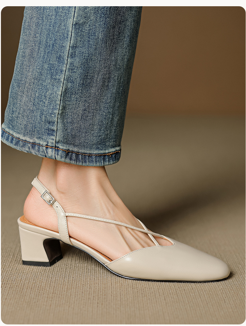 Sandal cao gót nữ mũi kín quai chéo buộc dây phong cách Hàn Quốc — đen chi tiết 15