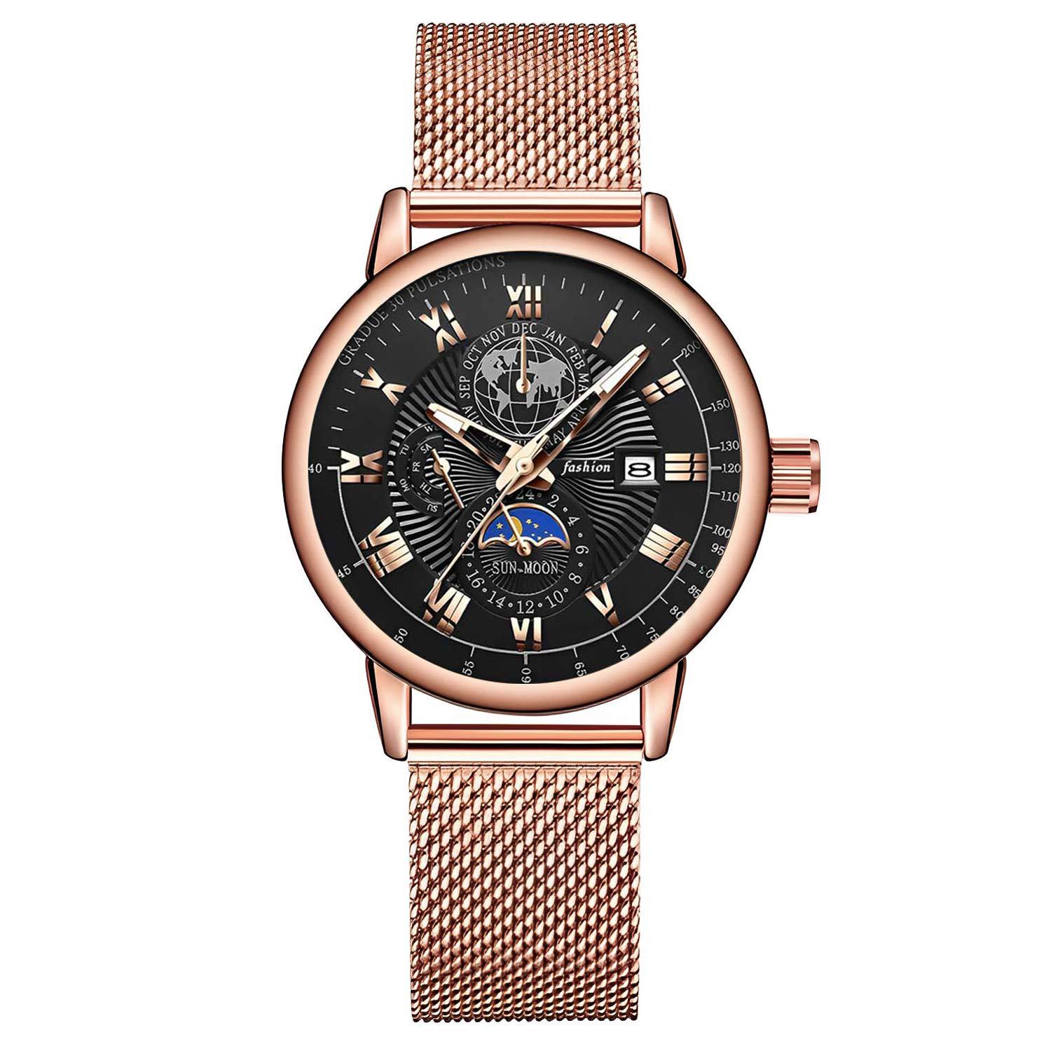 Herren Kalender Herren Quarzuhr Wasserdicht Leuchtend Stahluhr Business Uhr Vollautomatisch Mode_voghion.com