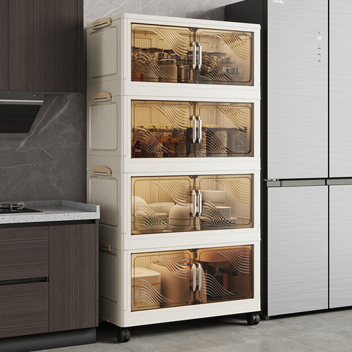 45cm storage cabinet open-door transparent locker sundries toys organizing cabinet with pulleys transparent cabinet