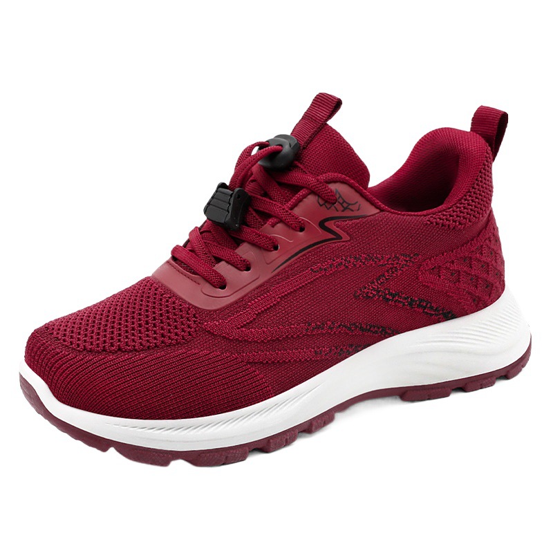 Zapatos para mamá, zapatos de algodón para caminar de primavera, zapatos casuales transpirables de punto, zapatos de mujer de una pieza para envío directo, zapatos de malla ligeros y cómodos.
