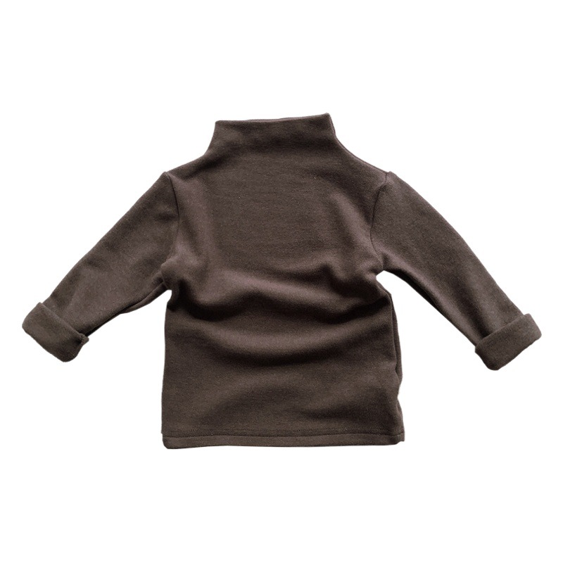 Camisa de fondo de terciopelo australiano para niños Otoño e Invierno niños y niñas bebé medio cuello alto cálido superior estilo coreano para niños camisa elástica de todos los partidos