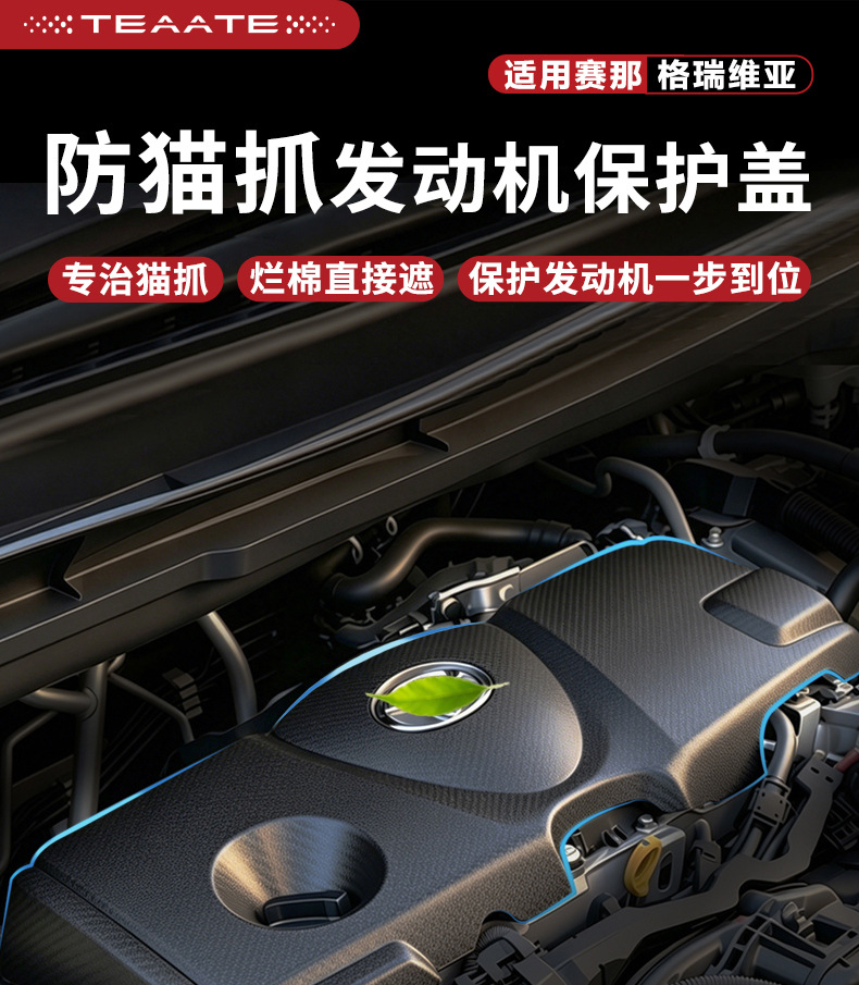 Suitable for Sienna Grevia Engine Protection Cover, Anti-Cat Scratch Cover, Shock Absorption, Noise Reduction, Heat Insulation Board Modification Accessories