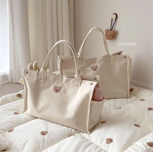 Korean ins mommy bag multifunctional canvas tote handbag going out fashionable large capacity mother and baby bag