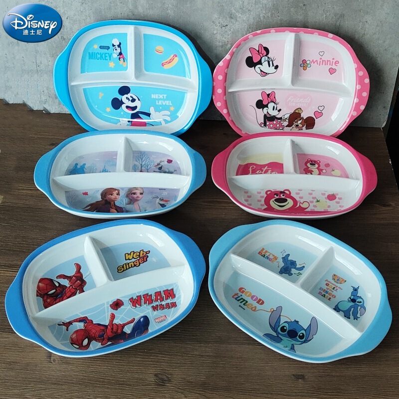 Disney Spider-Man Children's Tableware melamine Fall-resistant Household Baby Dinner Plate Kindergarten Three-compartment Rice Plate