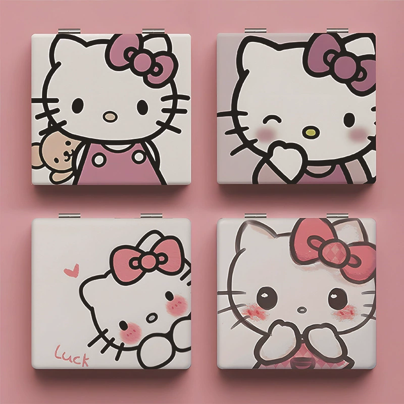 Hello Kitty, милая ручная складная круглая зеркалка