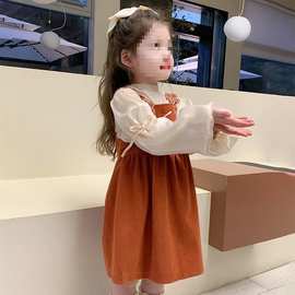 女童秋装连衣裙2025新款儿童洋气背带裙套装女宝宝春秋款公主裙子