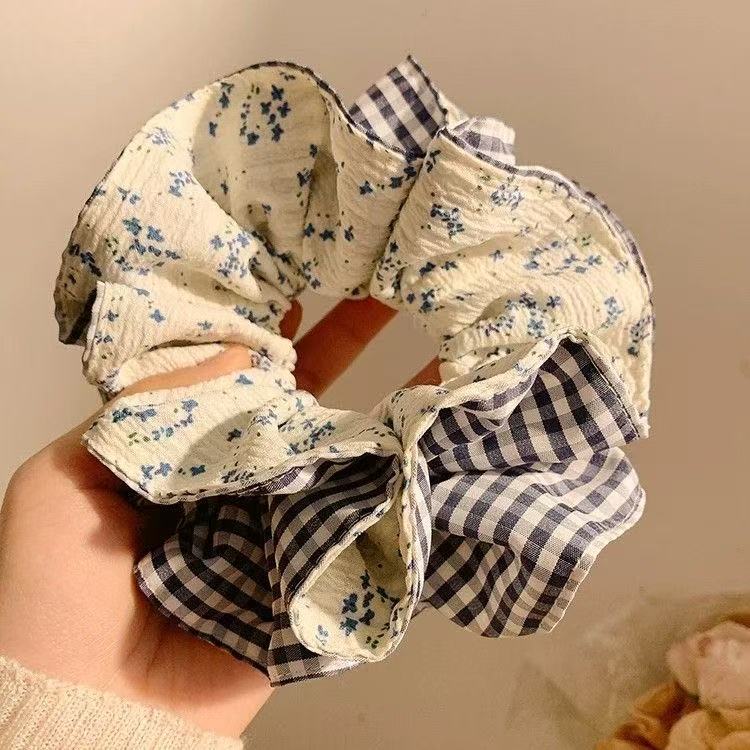 5721 라지 서클 체크 플로럴 블루