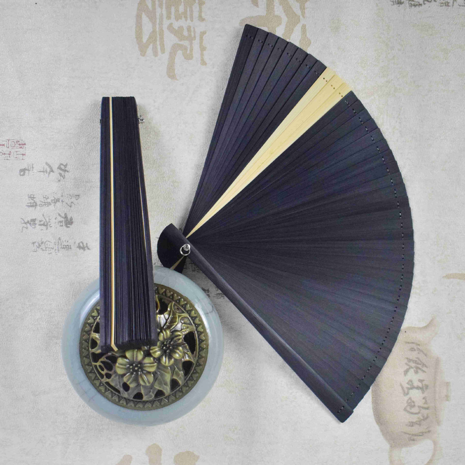 Fan de bambú antiguo estilo chino nuevo Fan de bambú chino Fan de props de fotografía Fan plegable pequeño y elegante para llevar