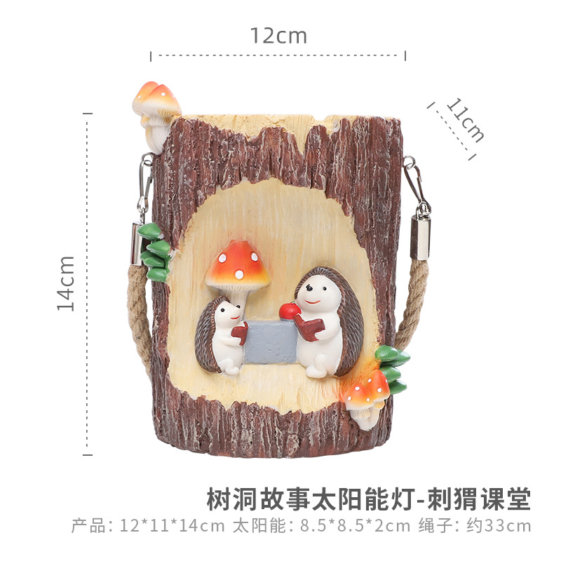 Hogar creativo jardinería paisaje jardín erizo tocones de árbol ahorro de energía luz nocturna decoración balcón colgante de luz solar