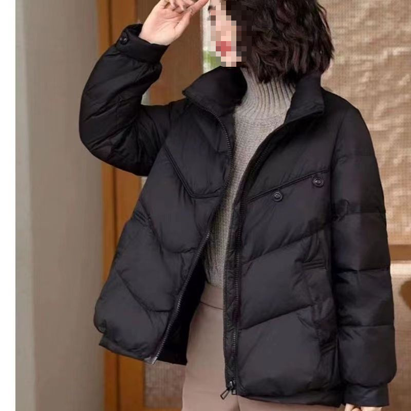 反季羽绒服女休闲女短款时尚立领鸭绒加厚两粒扣冬季轻薄外套