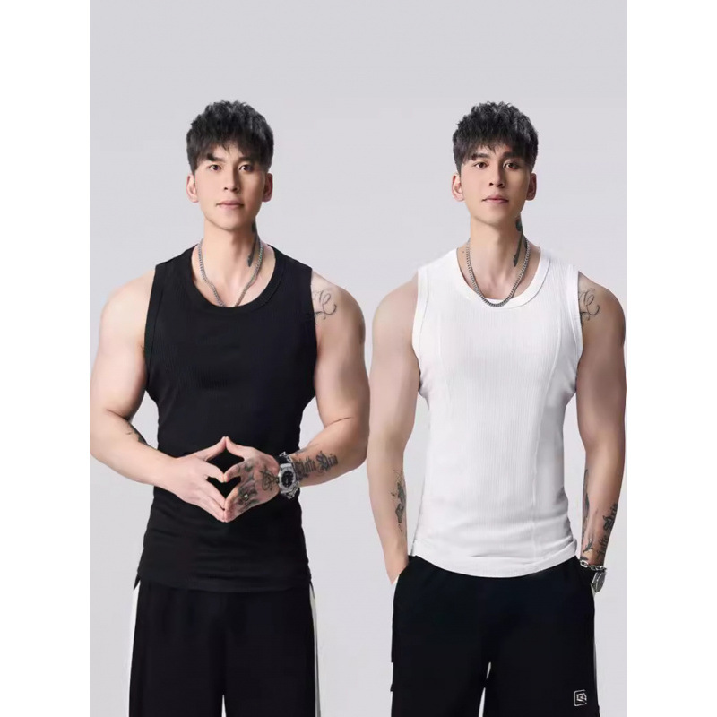 Heavyweight 310g Sleeveless Vest for Men, Summer Sports Casual Fitness Training T-Shirt Base Layer