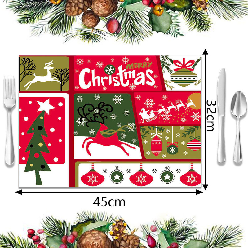 売れ筋のクロスボーダークリスマスデコレーションプレースマット、新しいホリデー食器断熱マット、リネン防汚洋食プレースマット|undefined