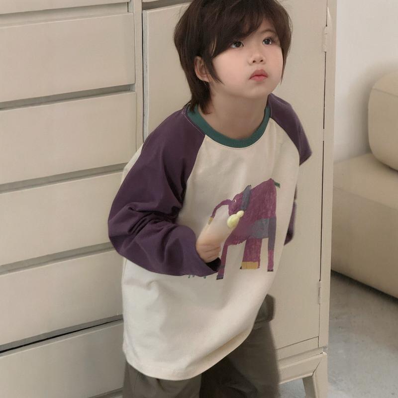Boys' Long-Sleeved T-Shirt Spring and Autumn New Style 2026 Kidsren's Printed Raglan Sleeve Korean Style Bottoming Shirt Baby Fashionable Sweatshirt t