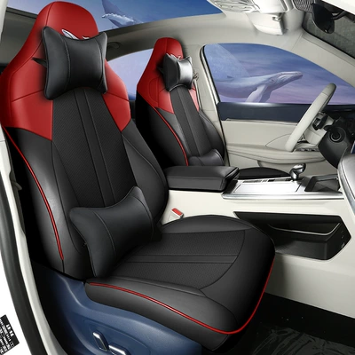 Modelə uyğun (Original) oturacaq örtükləri Roewe whale full leather car seat - black-red-deluxe-edition-remarks-model-year-rear-half-pack