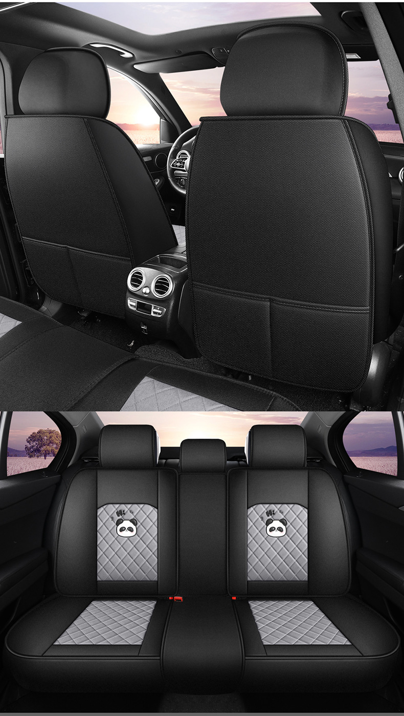 Universal Panda Hemp Full Surround Breathable Wear-Resistant Five-Seat Car Seat Cover