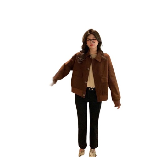 Women's Loose Fit Short Length Corduroy Jacket for Spring and Autumn, Versatile and Casual Outerwear, Layering Top