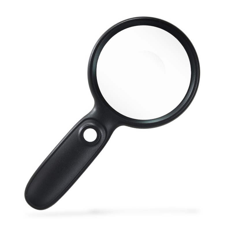 新款扩大镜手持带LED灯高倍高清老人阅读维修4倍玻璃放大镜88011