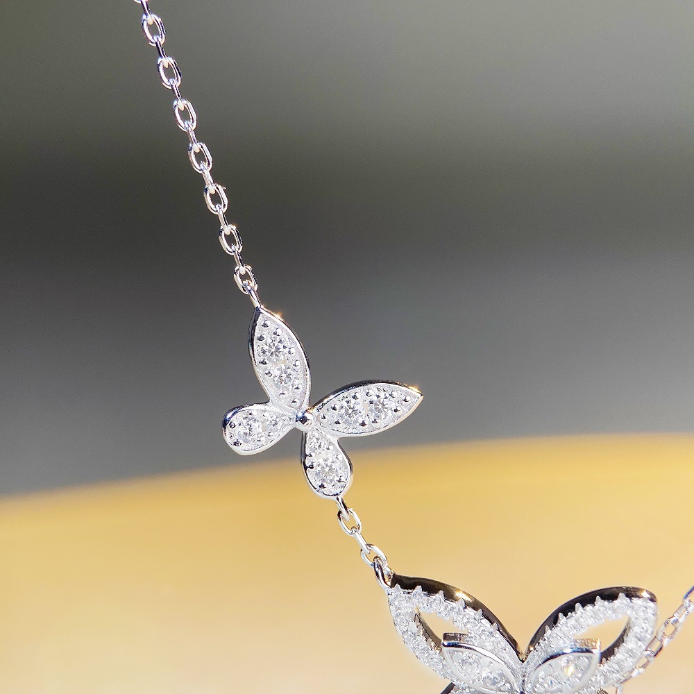 Simple Style Butterfly Sterling Silver Plating Zircon Pendant Necklace 1 Piece