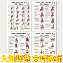 4件装TEMU  希音跨境爆款30天椅子锻炼装饰英文减肥动作瑜伽海报