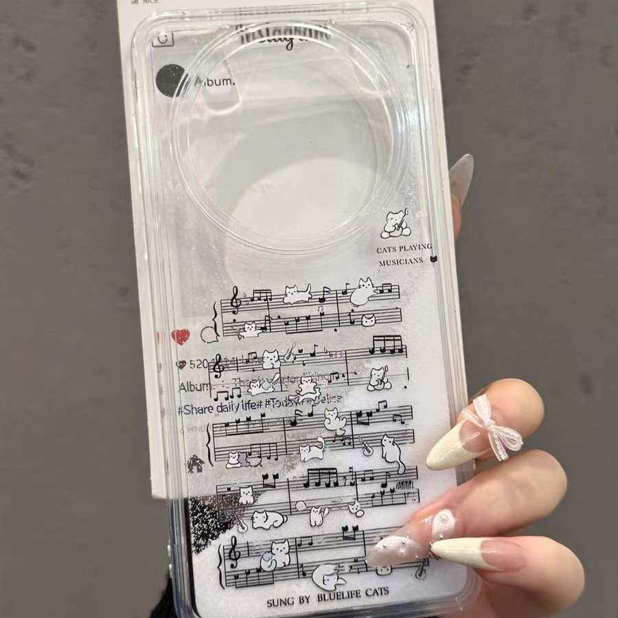 Notas de gato para iPhone16promax pareja Apple 15promax dibujos animados 14pro/13 funda suave