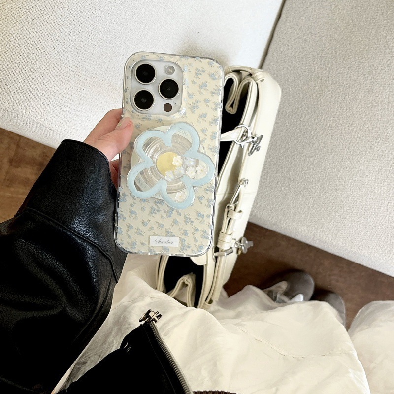 Pantalla completa coreana floral azul para Apple 15Pro/16Pro funda para teléfono móvil 14ProMax femenino 16PM nuevo 13P