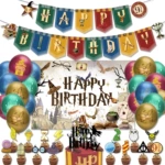 新款 哈利波特主题生日派对装饰 魔法师拉旗巫师蛋糕插牌气球套装
