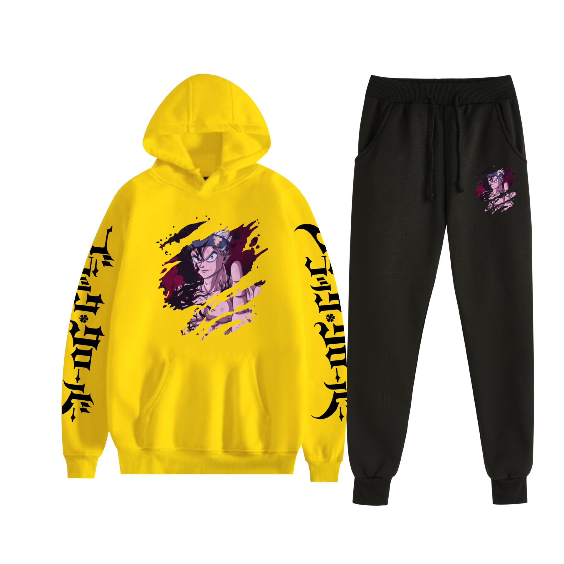 Comercio exterior nuevo estilo riman black trébol de cuatro hojas-Black Clover suéter con capucha corsés traje de dos piezas