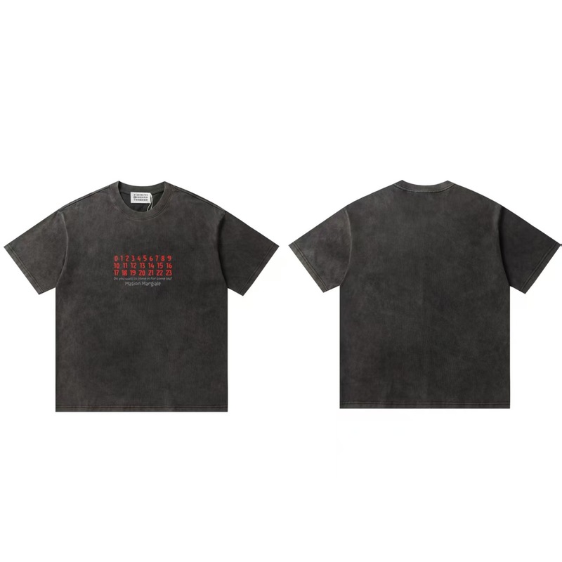 クロスボーダーファッションラグジュアリーマルジェラウォッシュプリントユニセックスルーズカジュアル万能半袖Tシャツドロップシッピング|undefined