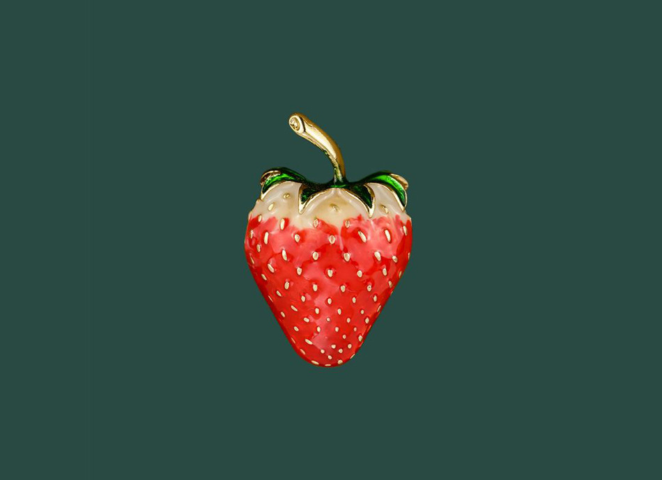 New fashion strawberry enamel brooch exquisite retro drops Ollie fruit series corsage badge in stock wholesale