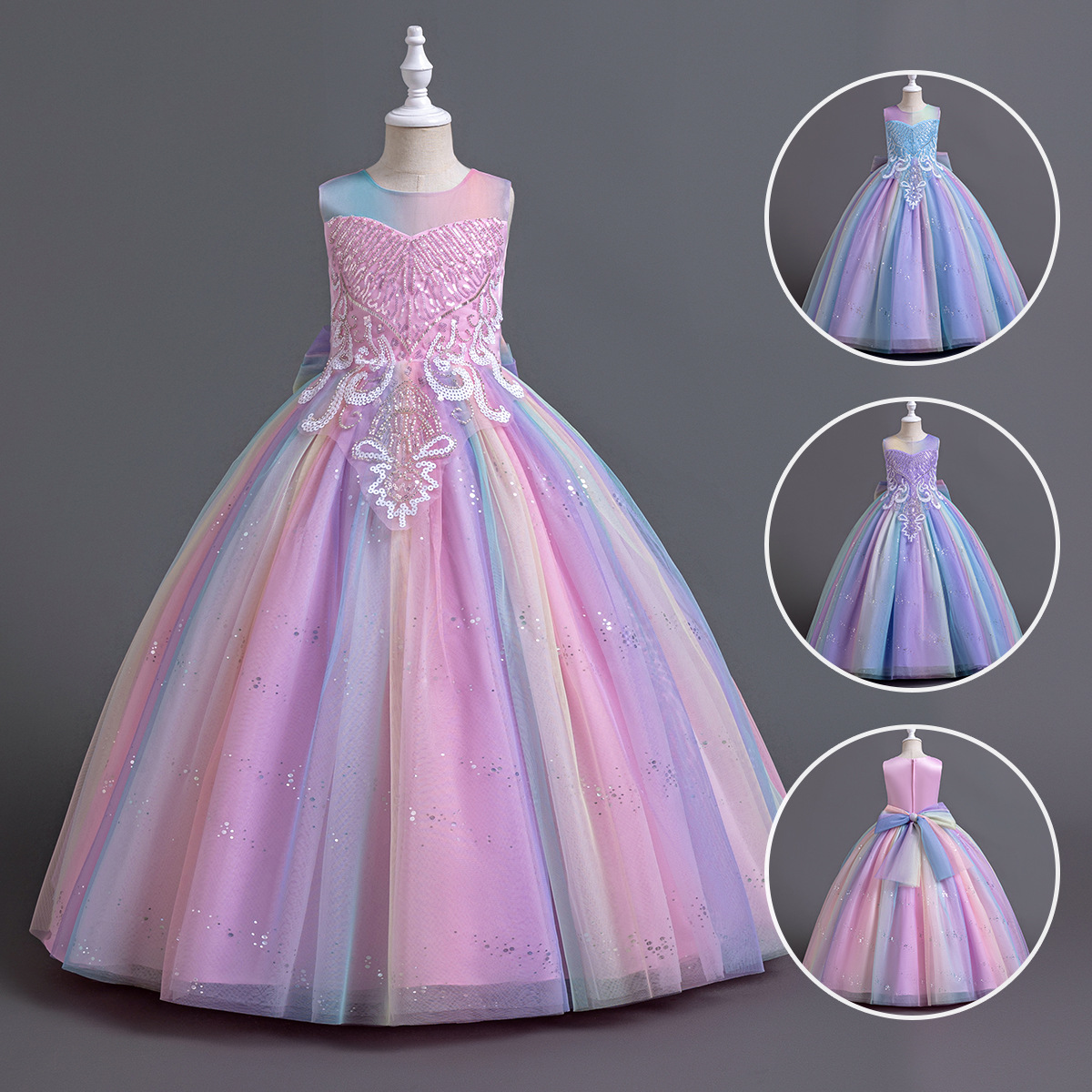 Girls' Formal Dress for One-Year-Old Princess, Flower Girl, Ball Party, Performance, Amazon Wedding Dress, Puffy Long Dress